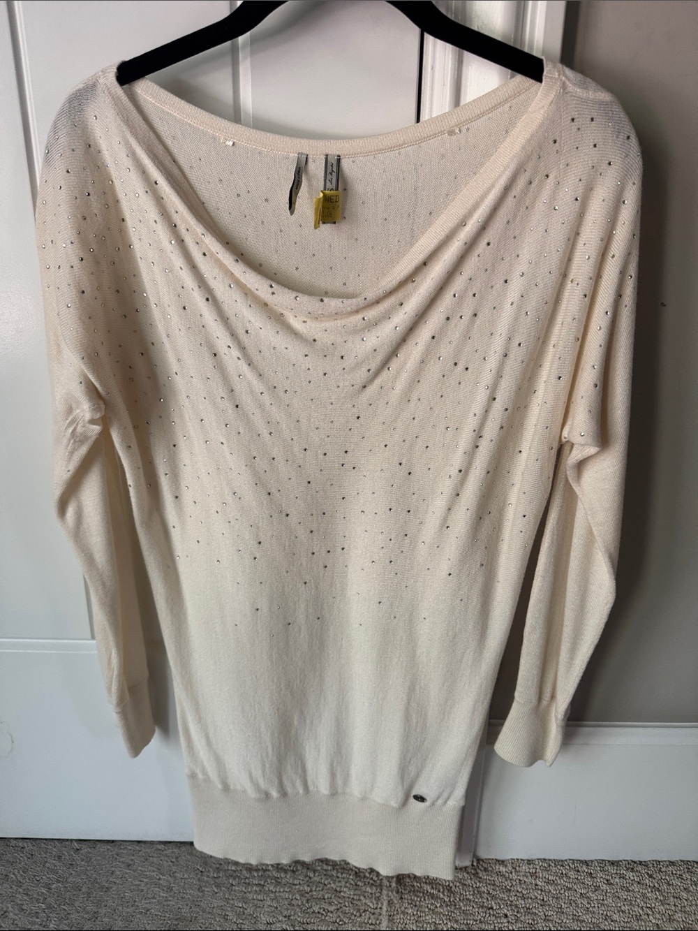 Guess Ivory Crystal-Embellished Women's Sweater in size medium